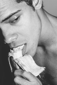 desire,seduction,food,portrait of a handsome boy
