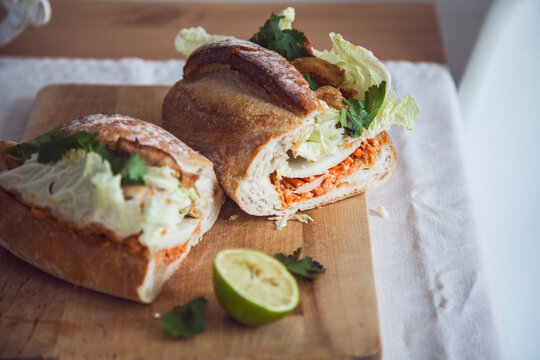 Delicious Baguette with Homemade Nutty Pesto