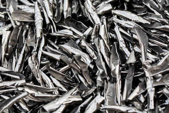 Close up of aluminum shavings