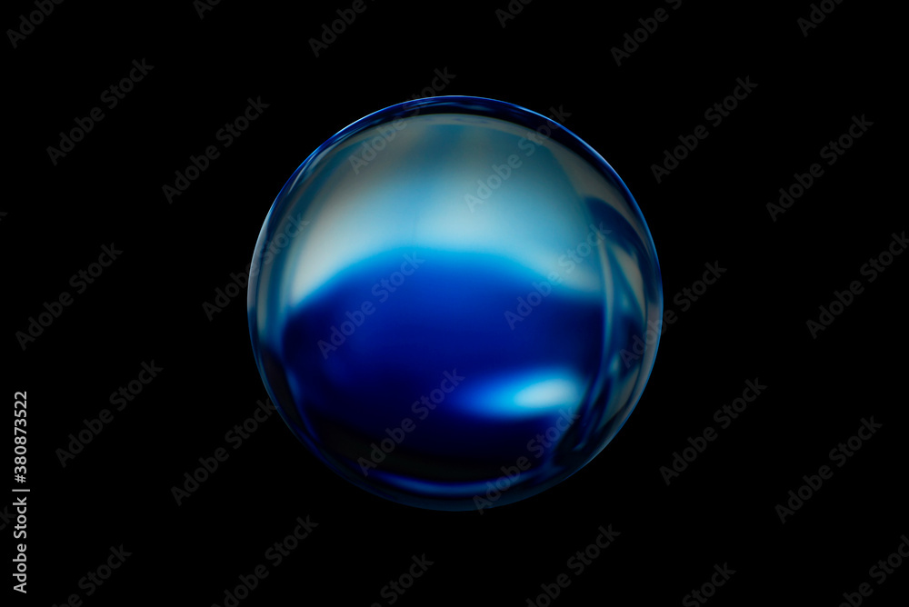 Wall mural blurry image of a shiny crystal ball with abstract blurry colorful pattern. abstract lensball in blu