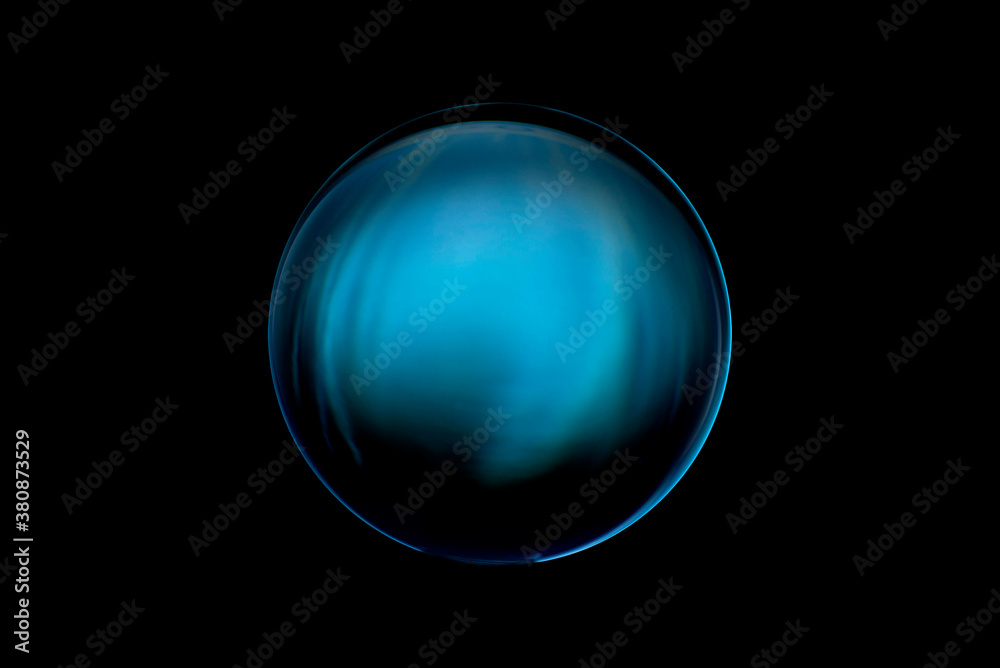 Wall mural blurry image of a shiny crystal ball with abstract blurry colorful pattern. abstract lensball in blu