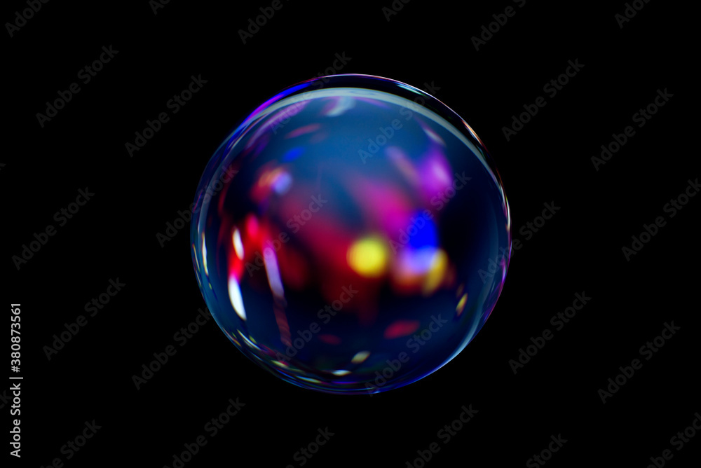 Wall mural blurry image of a shiny crystal ball with abstract blurry colorful pattern. abstract lensball in blu
