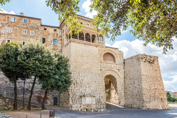 View atthe Building of Etruscan Arch in Perugia, Italy