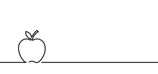 Fresh apple fruits. Continuous line drawing of fruit, silhouette. line art drawing style. Black line sketch pattern. Flat vector graphic hand draw sign. Cartoon apples.