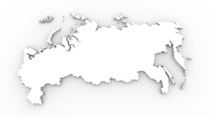 Russian map on a white background. 3d rendering