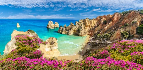 Fotobehang Landscape with Praia do Camilo, famous beach in Algarve, Portugal © Serenity-H