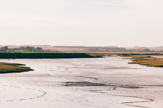 Low tide salt marsh at Burnham Overy Staithe, Norfolk, UK.