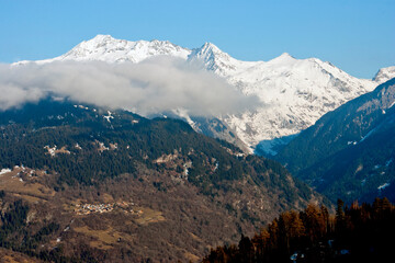 Mont Blanc from La Tania Courchevel 3 Valleys ski area French Alps France