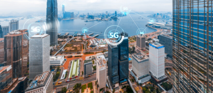 Concept image of 5G network in Hong Kong
