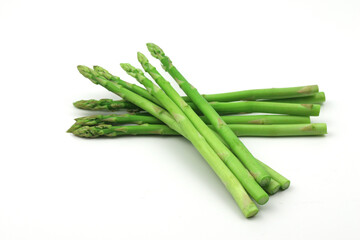 Green asparagus on a white background