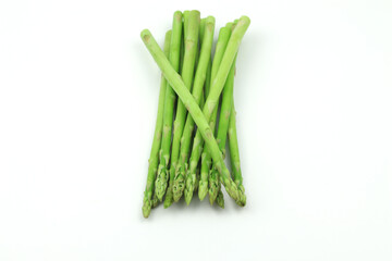 Green asparagus on a white background