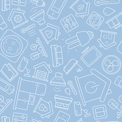 Smart House - Vector background (seamless pattern) of home security management technologies for graphic design