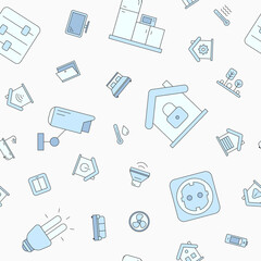 Smart House - Vector color background (seamless pattern) of home security management technologies for graphic design