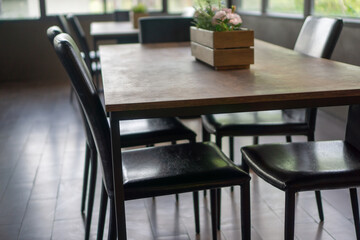 Conference table with chairs placed all around