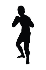 Thai boxer silhouette vector