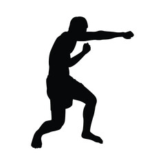 Fototapeta na wymiar Thai boxer silhouette vector