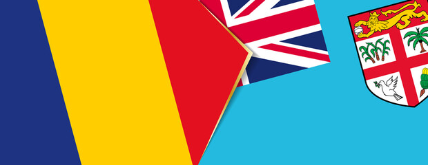 Romania and Fiji flags, two vector flags.
