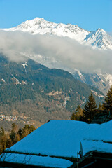 Mont Blanc from La Tania Courchevel 3 Valleys ski area French Alps France