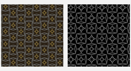 Geometric background pattern, wallpaper texture. Black, white and gold tones. Vector image