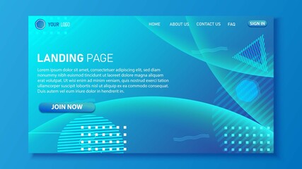 Minimalist landing page design. Modern color gradient. UI design for website. Eps 10 vector