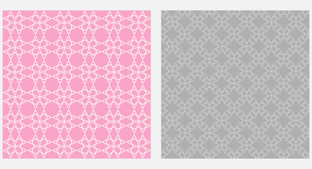 Simple geometric background patterns. Pink and gray tones. Wallpaper texture. Vector image