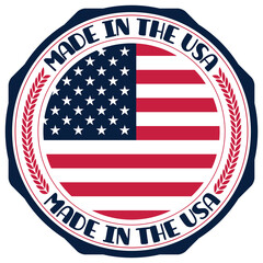 Made in USA. Vector Badge with American Flag.
