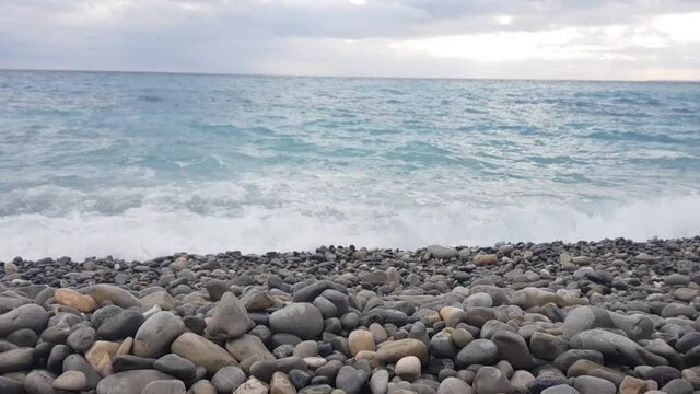 Mediterranean beach in Nice, South of France