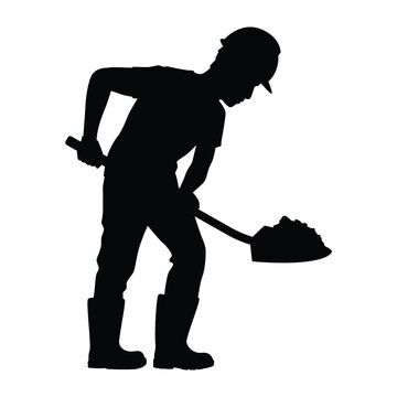 Construction worker silhouette vector