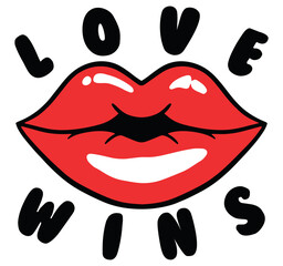 Lips with Love Wins Slogan Artwork for Apparel and Other Uses