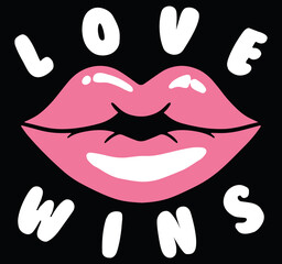 Lips with Love Wins Slogan Artwork for Apparel and Other Uses