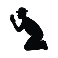 beggar man silhouette vector