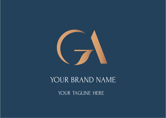 GA classical monogram. Logotype with initials for business
