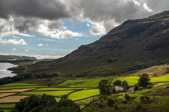 Beautiful landscape image of Wastwater valley and Kirk Fell in Lake District