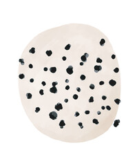 Abstract Hand Drawn Vector Illustration with Big Beige Dot and Black Ink Splashes. Modern Artistic Print Ideal for Wall Art, Poster, Card and Cover.