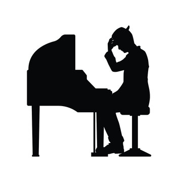 Piano Player Silhouette Vector