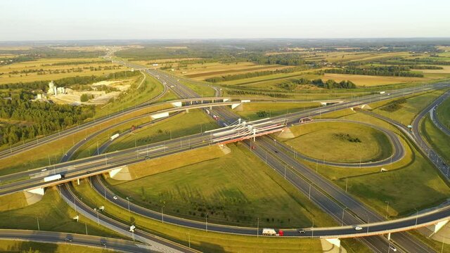 Aerial shot of highway from the drone