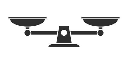 Scale icon isolated on white background. Symbol weight balance. Vector sign of law, justice and punishment. Vector illustration.