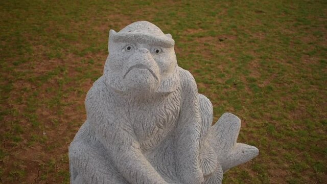 sculptures monkey at satya dharma temple at benoa denpasar bali