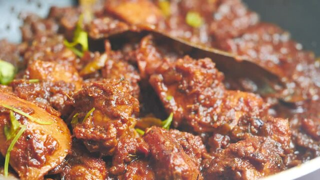 Traditional Indian curry Chicken Handi Recipe close-up - food recipes
