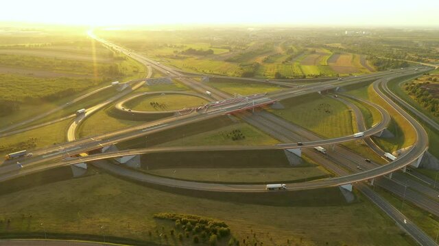 Aerial shot of highway from the drone