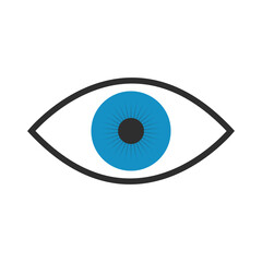 Vector Eye Icon. Blue vision sign isolated on white background. Vector illustration, EPS10.