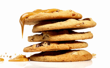 Classic american Chocolate Cookies on white Background - Isolated