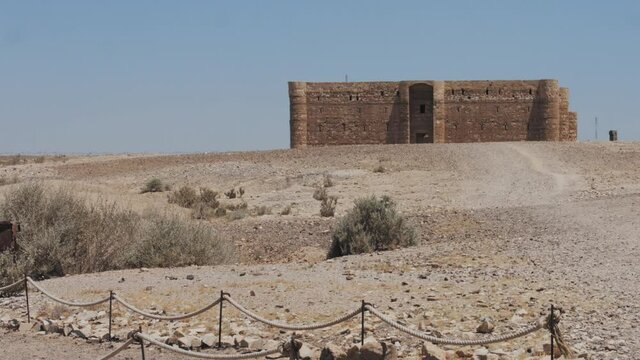 Qasr Al Kharanah in Azraq, Jordan. Wide shot dolly right. 4K
