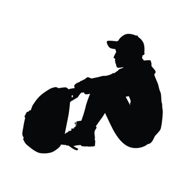 Homeless Man Silhouette Vector