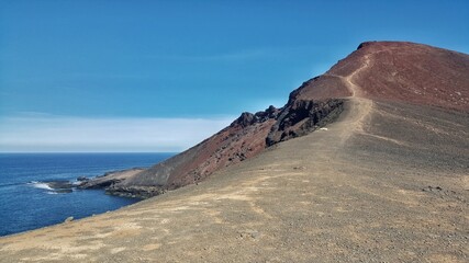 A volcano overlooking the sea in Lanzarote