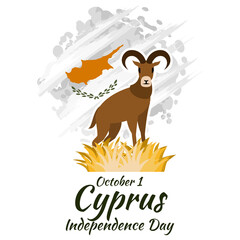 October 1, Independence day of Cyprus vector illustration. Suitable for greeting card, poster and banner.