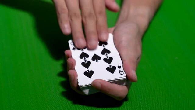 Poker card magic trick slight of hand color change in 4K
