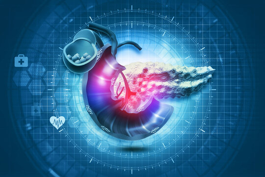 Human Pancreas on scientific background