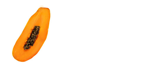 Papaja, owoc tropikalny na jasnym żółtym tle.