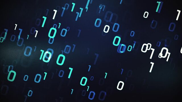 Binary code background with digits on screen